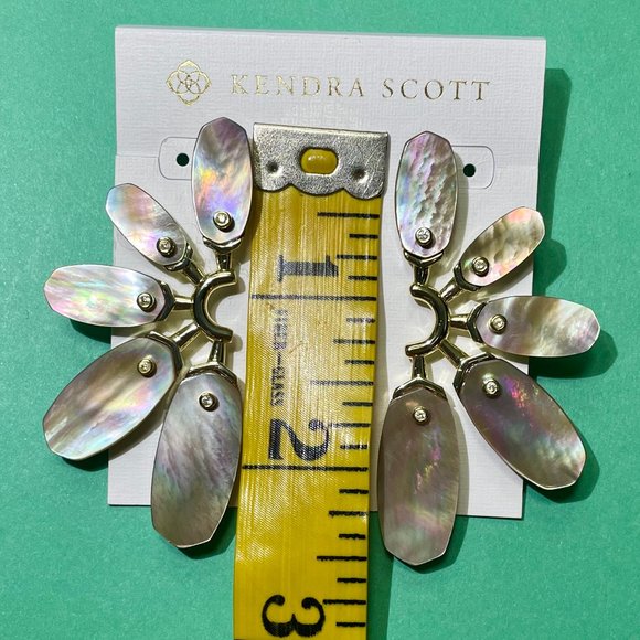 NWT Kendra Scott Ashlyn Mother Of Pearl Earrings Iridescent Brown + 14K Gold plt - Picture 9 of 9